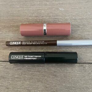 Clinique High Impact Mascara, Quickliner Eyyeliner, Lipstick New